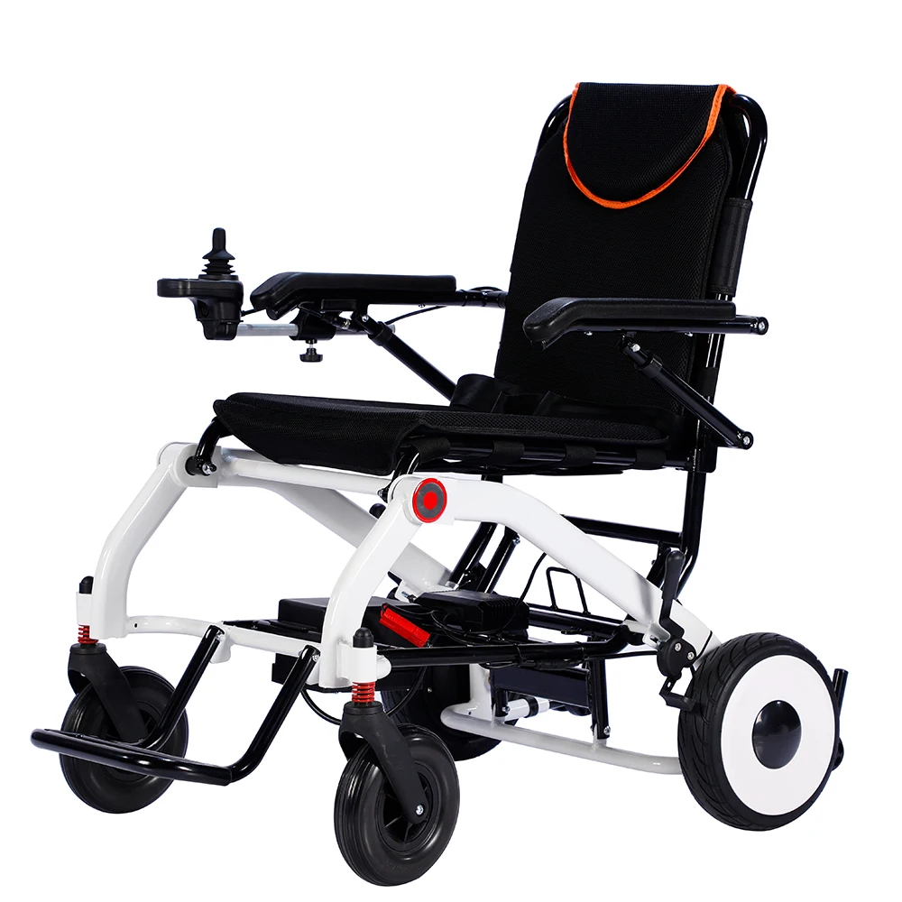 Aluminium frame lighweit portable easy operation lifted armrest and feetrest hub brushless motor electric wheelchair