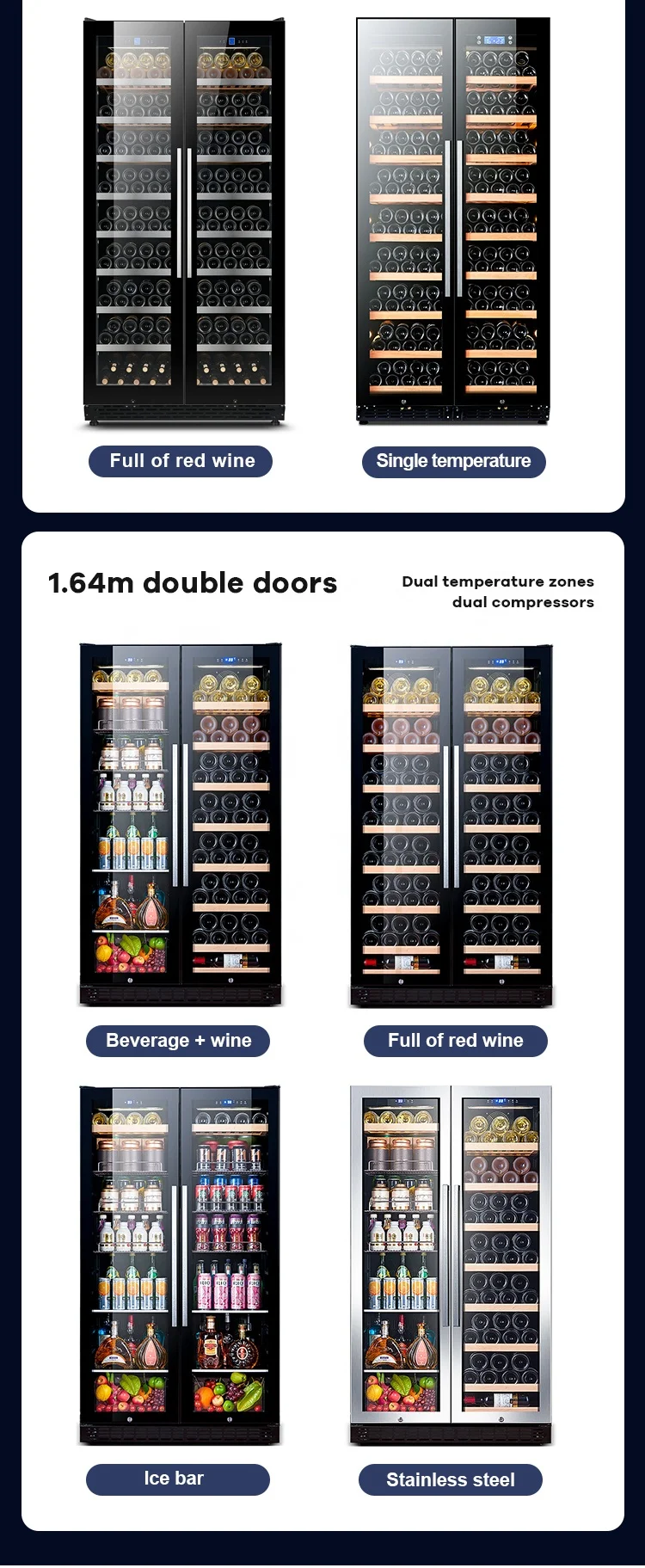 Factory Direct Customized Wine Cellar Cooling Compressor Display Cantinetta Vino Wine Fridge Built in