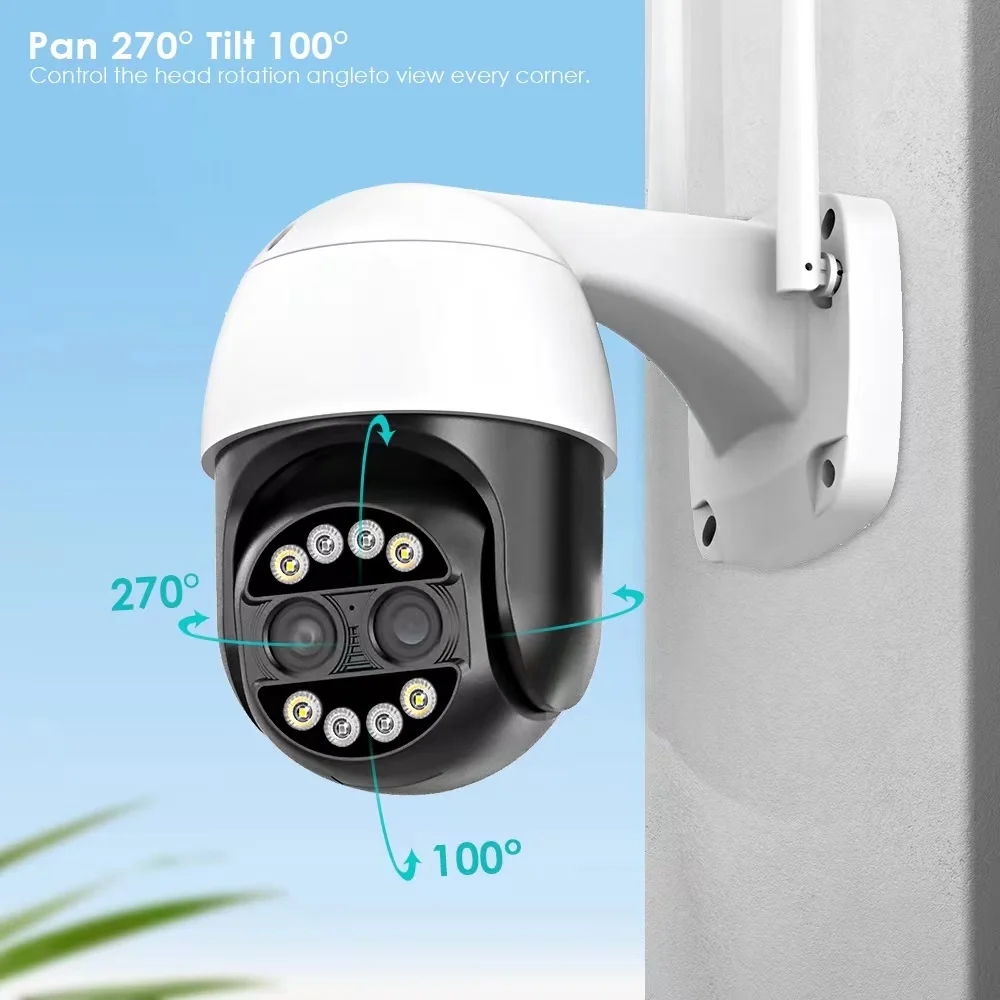 Human Tracking 8X Hybrid Zoom 4K WiFi Outdoor Ptz Camera Dual Lens iCSee 8MP Waterproof Wireless Security Network CCTV IP Camera