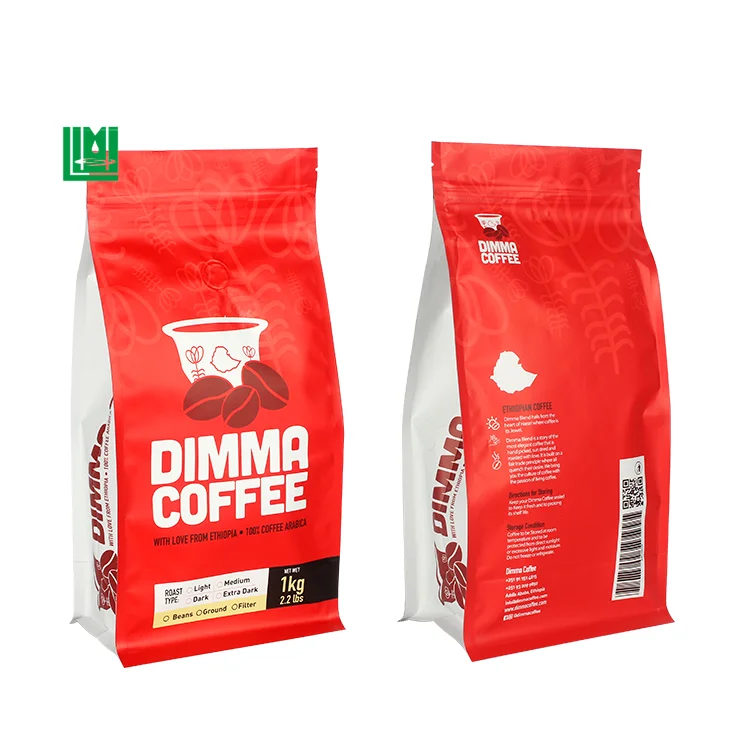 Custom 1 pound coffee packaging bags 1lb with degassing valve and ziplock