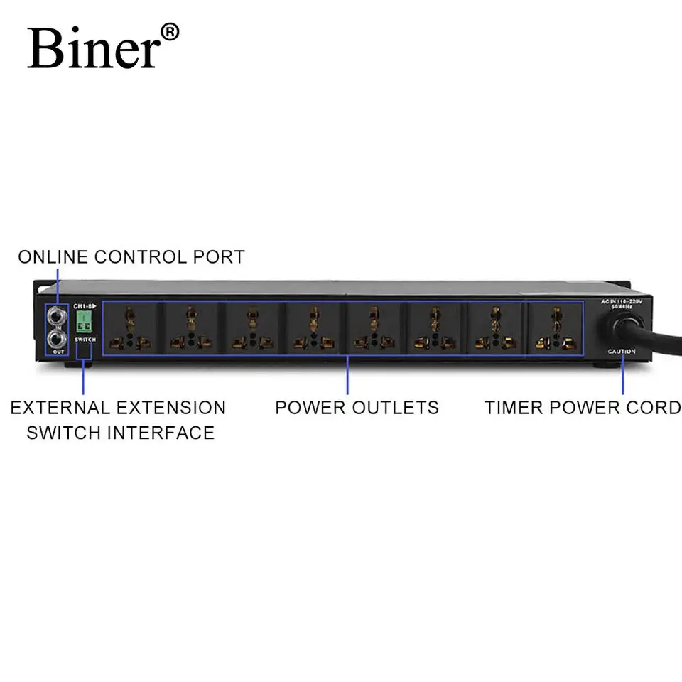 OEM D628 Professional 9 Channel Audio Power Sequencer For Karaoke Sound Speaker System