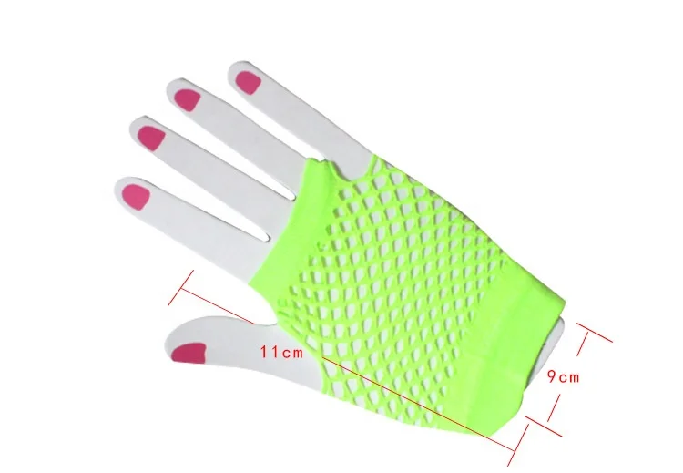 Neon Short Fishnet Gloves Fish Net Black Fancy Party Dance Club Mesh Short Gloves