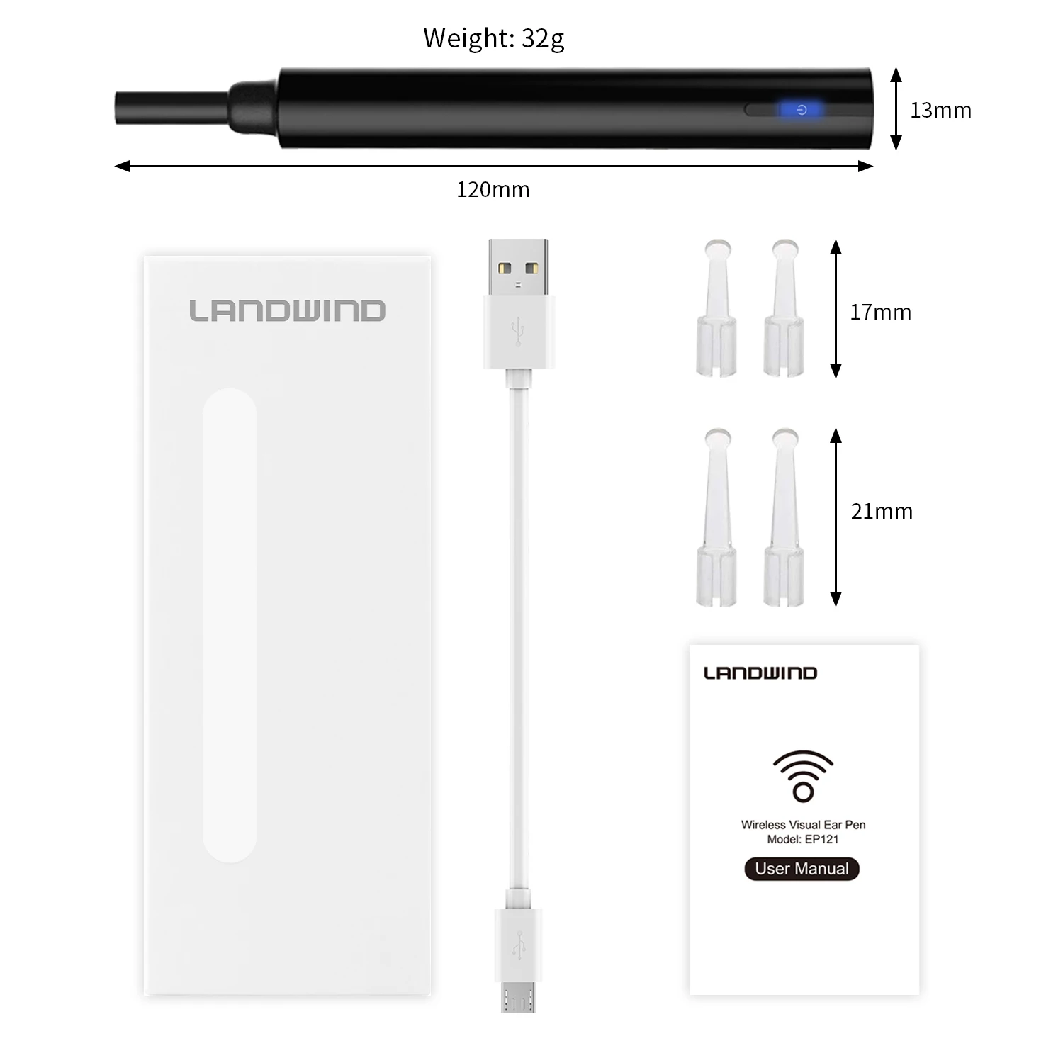 2021 New Trending Wifi Ear Endoscope 1280p Hd Led Earwax Cleaning Visual Earpick Otoscope Camera