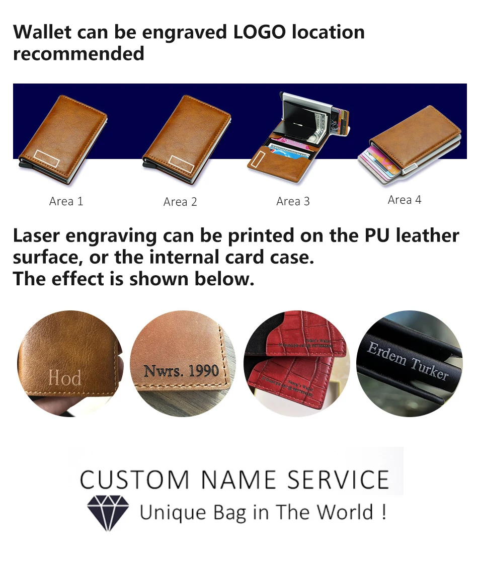 Design Your Own Wallet Print On Demand Short PU Open Trifold Money Clip OEM LOGO Drops-hip Laser Engraving Leather Wallets