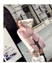 STABILE  Newest arrival top quality faux fox Fur Vest fake Fox Fur Vest for Women Design Jackets Coat