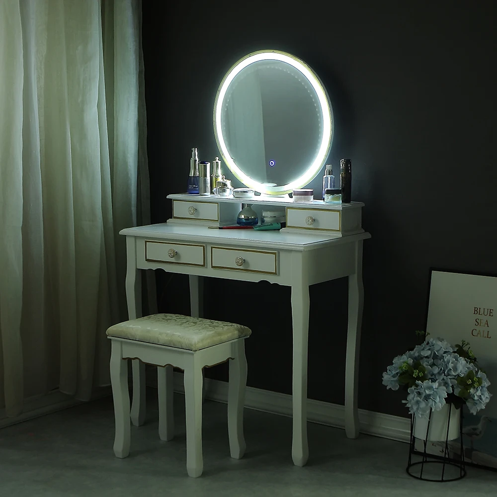 Gloss White  4 Drawer Buy Cheap Dressing Table With Led Lights