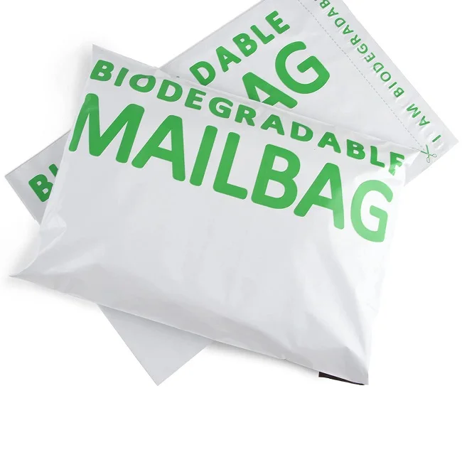 white compostable plastic postage bags custom printed wholesale