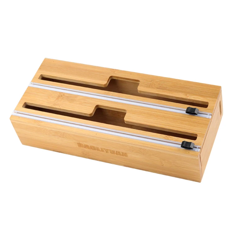 Wholesale Bamboo Aluminum And Tin Foil Organizer For Drawer,plastic Wrap Organizer Dispenser With Cutter