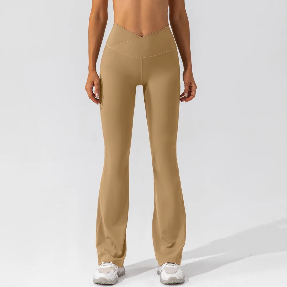 Women V Cut Stretch Soft Scrunch Back Lightweight Yoga Flare Pants