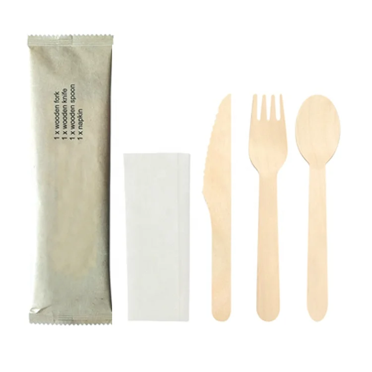 
China wood factory bulk production small package wood cutlery 
