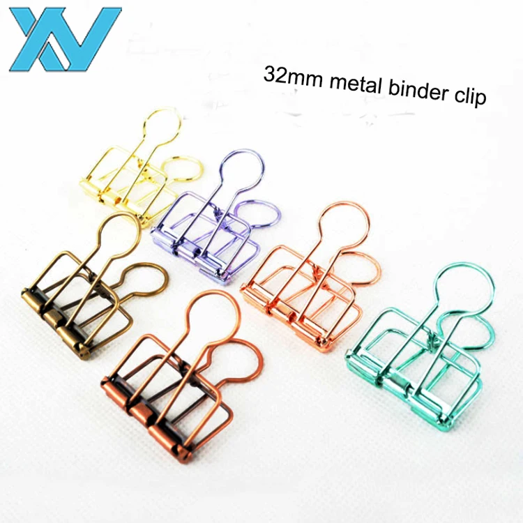 Metal wire colorful long tail folding clip binder clip office stationery 32mm
