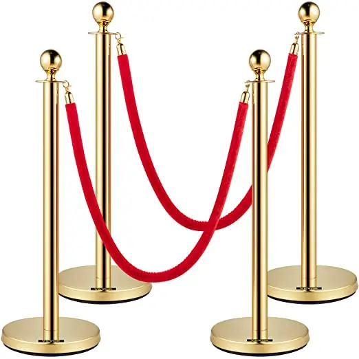 Factory Queue Stand Barrier Chrome Gold Rope Stainless Pole Stanchion