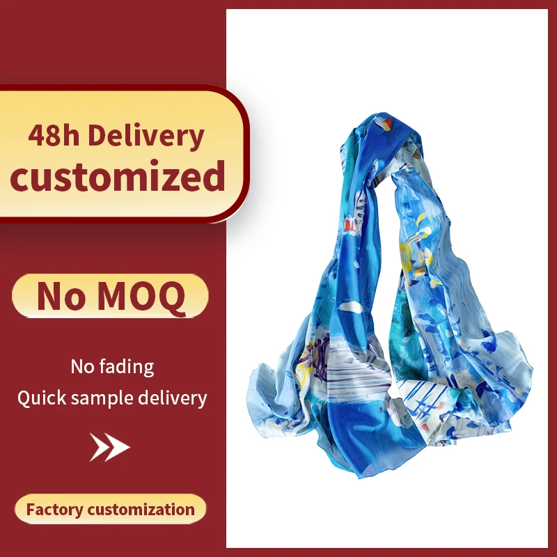 High quality soft polyester silk scarf fashion women lady scarves cloth bag decoration