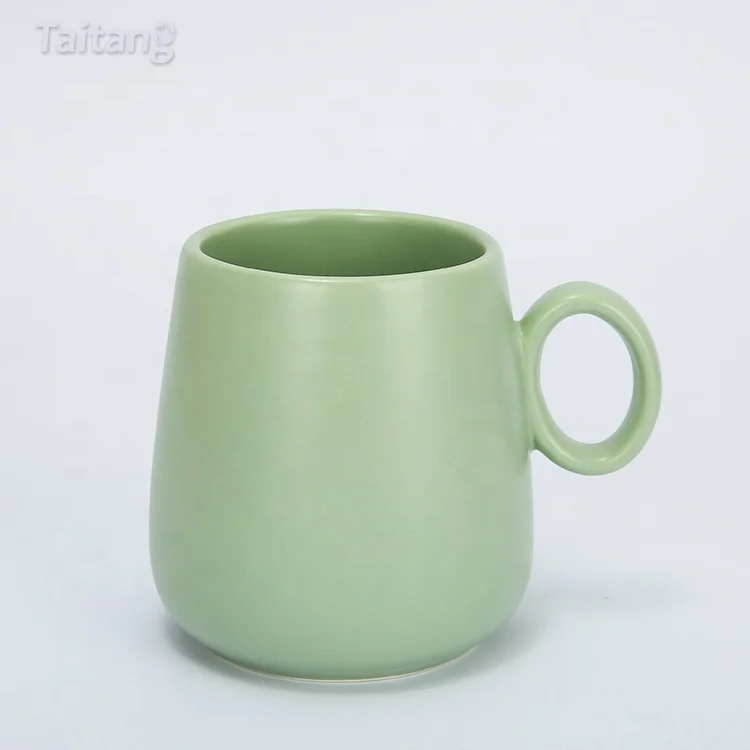 Chaozhou Ceramic Colorful White Green Coffee Mug