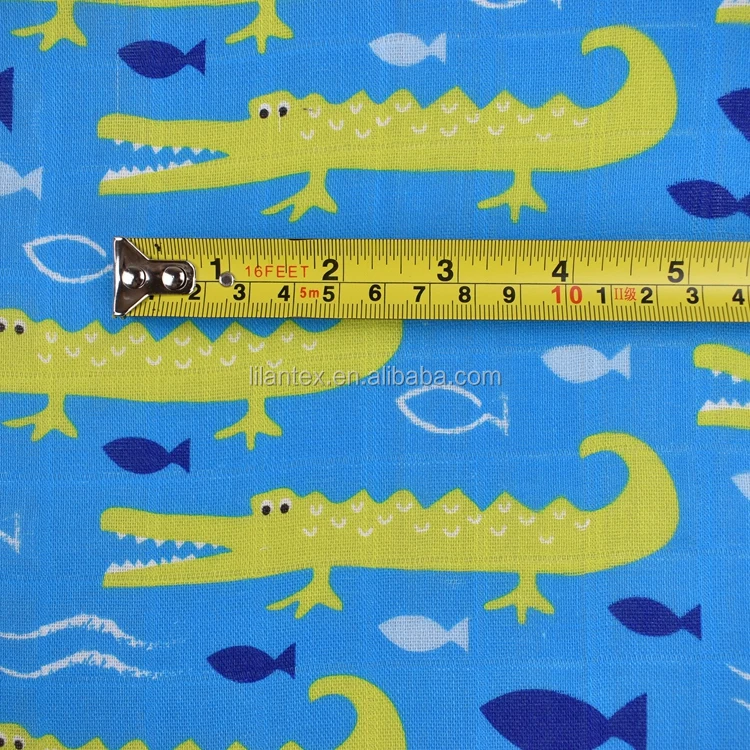 lanking tex custom printing  cotton double mulsin fabric gauze fabric for baby and kids blanket