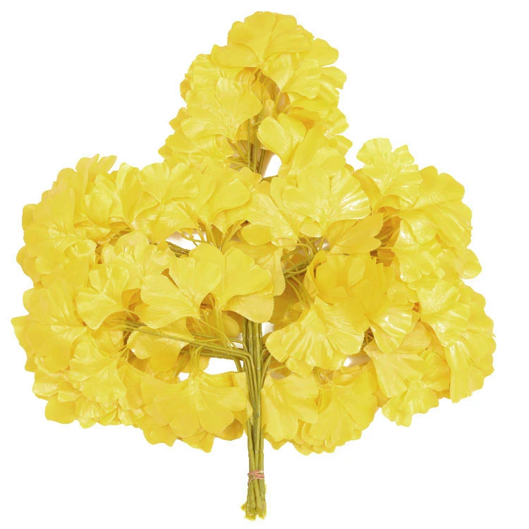 High quality artificial plastic branch ginkgo tree yellow  leaves