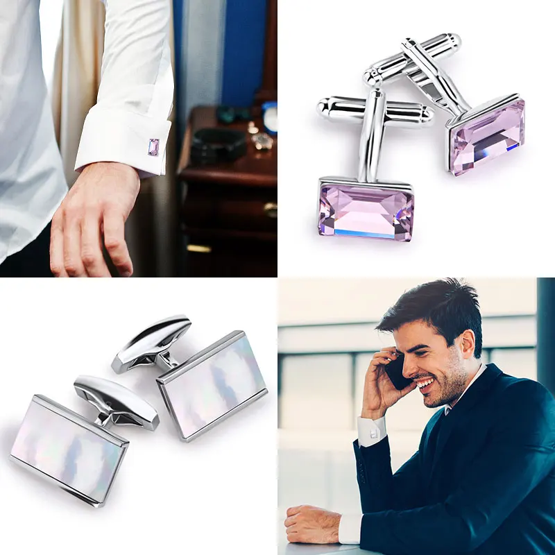 
High Quality Square Wedding Shirt Brand Cuff buttons Luxury Shell Cufflinks for Mens 
