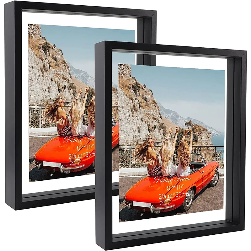 Wholesale Cust6 7 10Inch Floating Photo Frame Double Sided Tempered Glass Display for Desktop or Wall Mounting