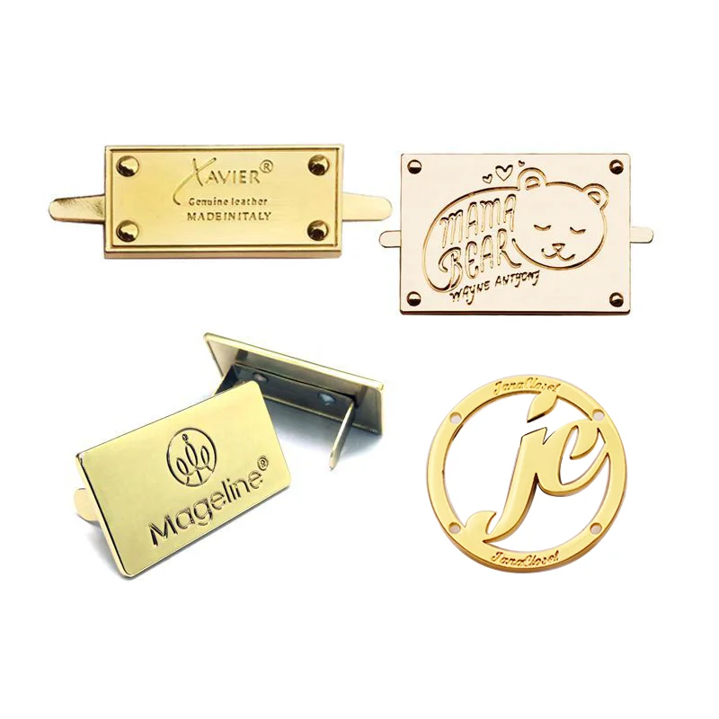 Custom metal logo brand label plate for handbag