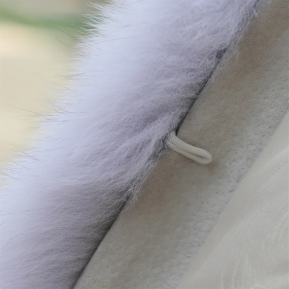 White plain color luxury real fox fur coat round collar women winter fur loose coat