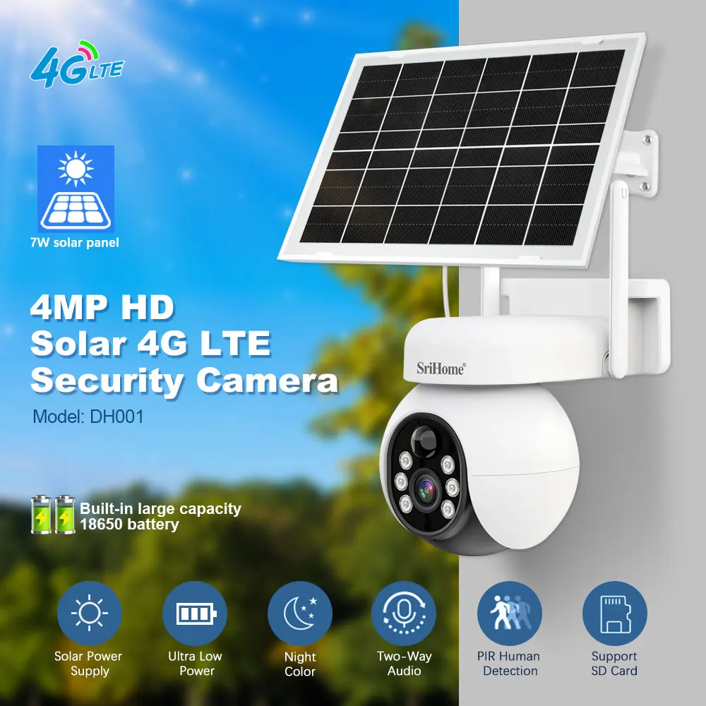 South America 4G Outdoor Solar PTZ Camera With Sim Card 4MP Solar Camera With PIR Human Detection Full Color Night Vision Camera