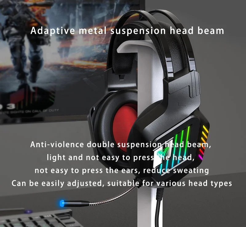 2021 hot sale 7.1 Sound channel gaming headset RGB glare noise cancellation gaming earphone high quality headphones with mic