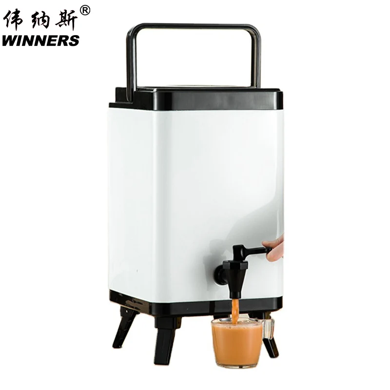 WINNERS 6L 8L 10L 12L square stainless steel heat insulation barrels insulated soup food warmer with tap for milk tea shop