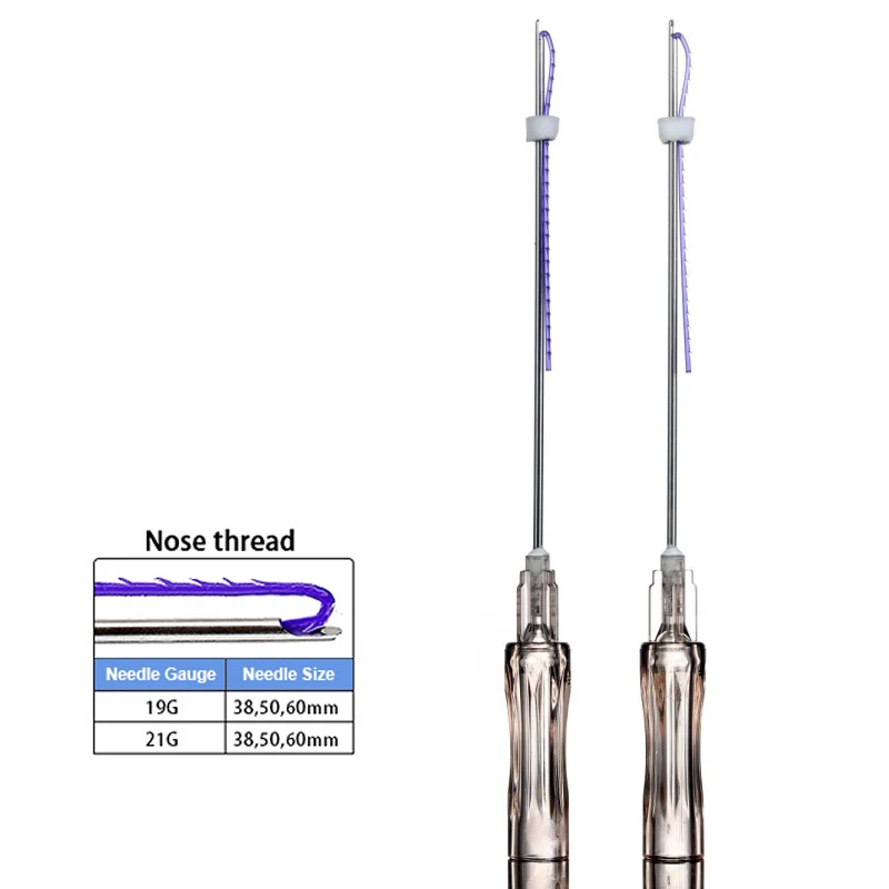 Clinic Thread Lifting Filling Nose 19g 60mm Korea Cog Thread 360r Bidirection Barb Lifting With Sharp Blunt