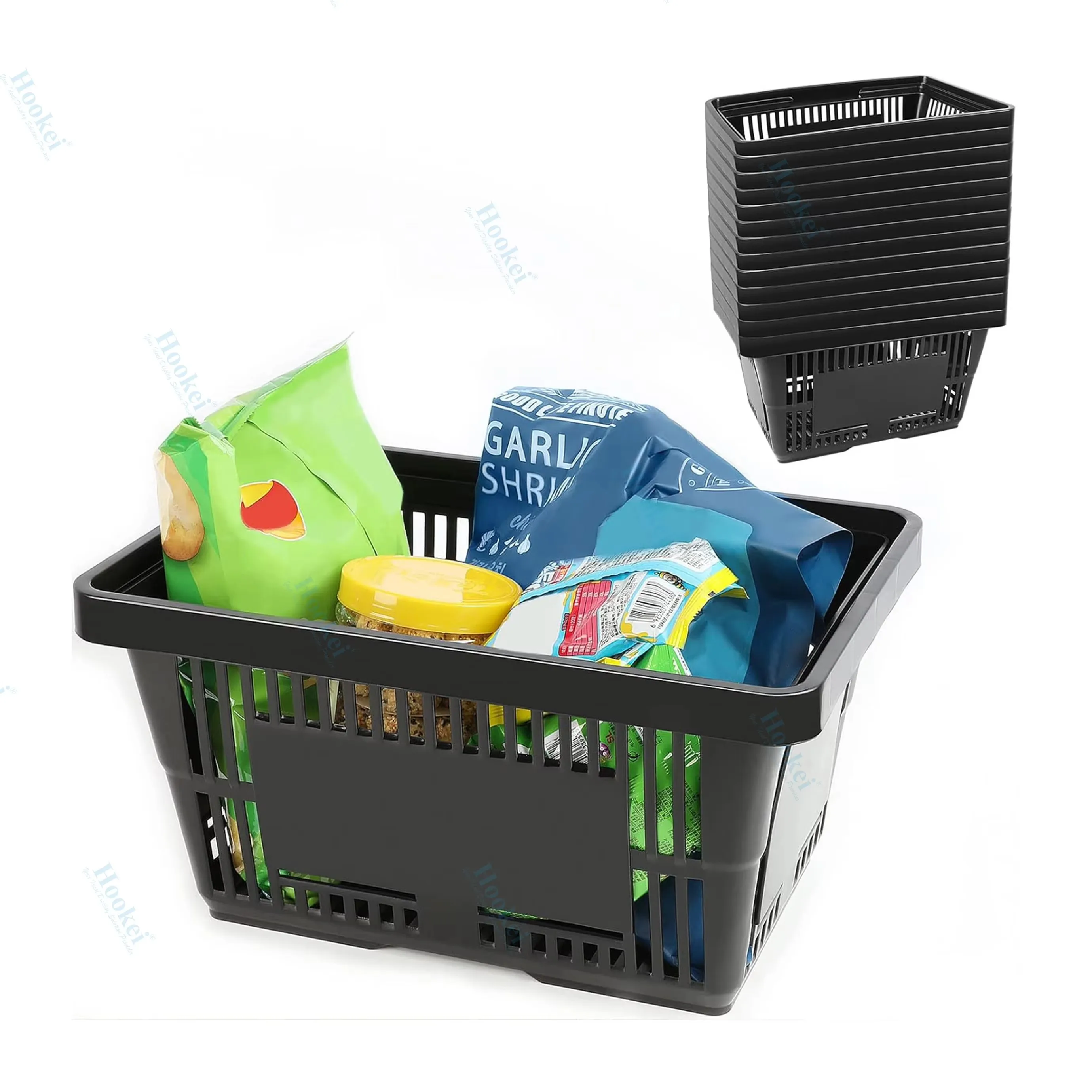 Supermarket Durable Large Capacity 20 L Plastic Shopping Basket with Handles