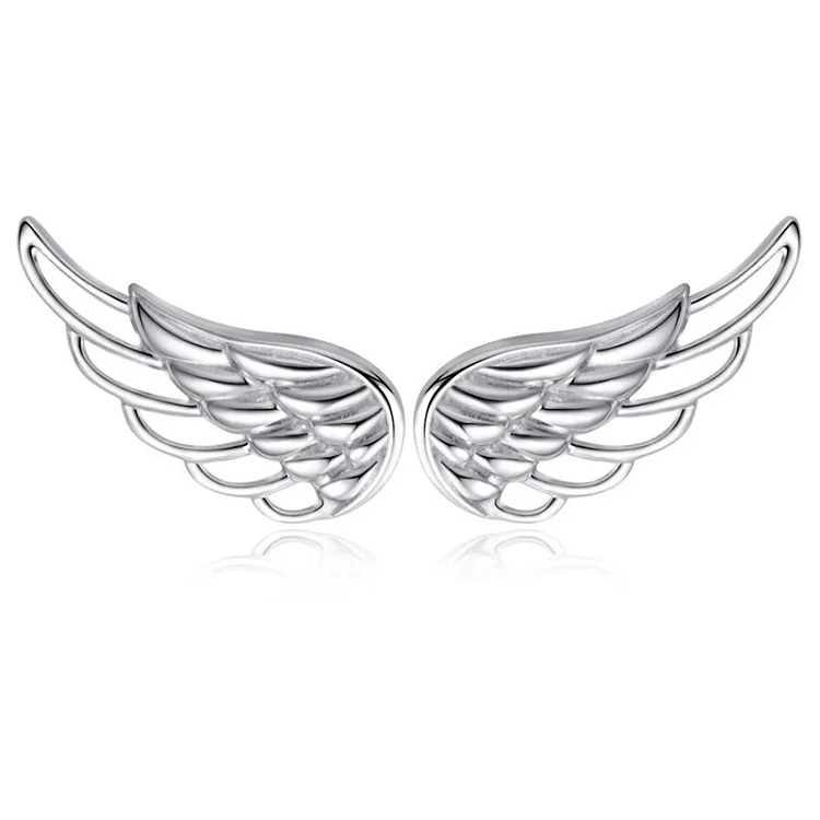 Angel Wings Ear Climber Earrings 925 Sterling Silver Cuff Crawler Hook Wings Studs for Women