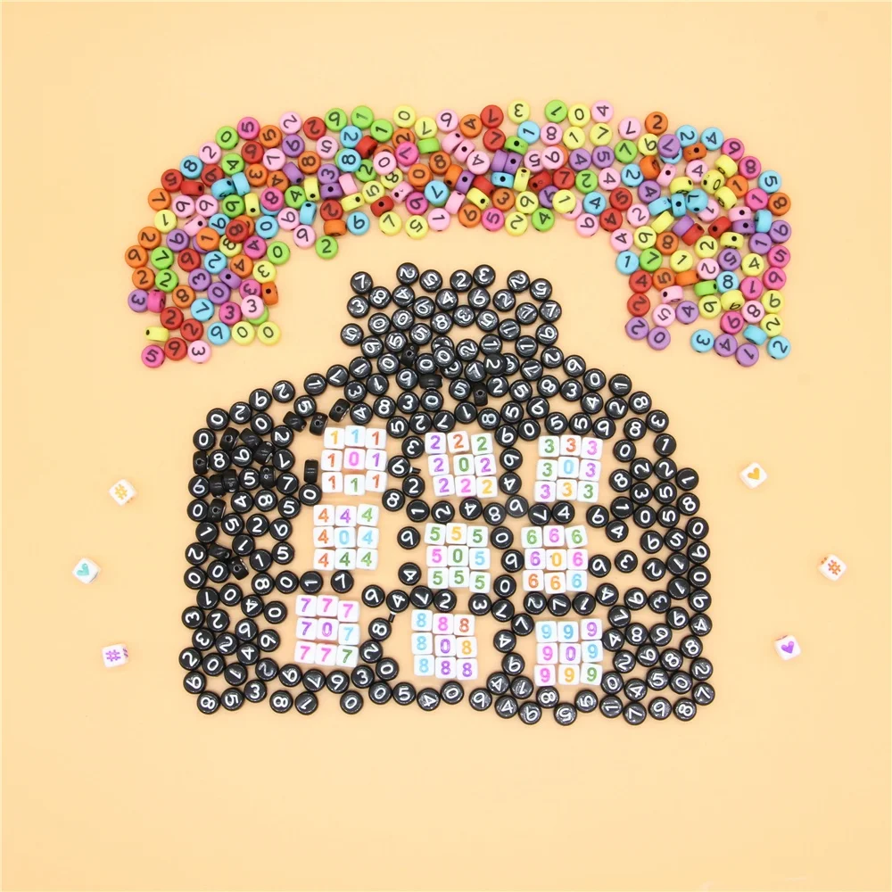 Multi Shape Square Round Star Flower and Various Color Gold Silver White Black Letter Smile Number Beads Spacer for DIYJewellery