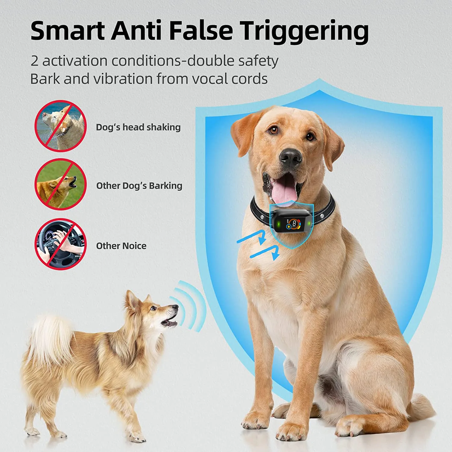 Dog Bark Collar 3 in 1 Separate & Beep Vibration Shock Mode Smart Bark Collars Rechargeable Anti Barking Training Collar