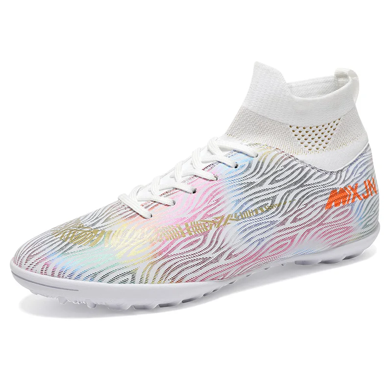 Профессиональная спортивная мужская обувь для футбола, Уличная обувь для футбола с резиновой подошвой для высоких лодыжек, тренировочная обувь для взрослых, MOQ 1 пара