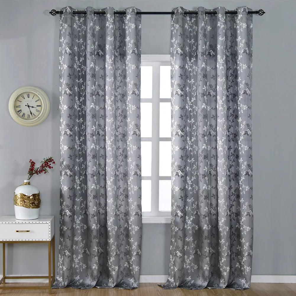 High quality leaves printed jacquard blackout fabric for curtains customized blackout curtains