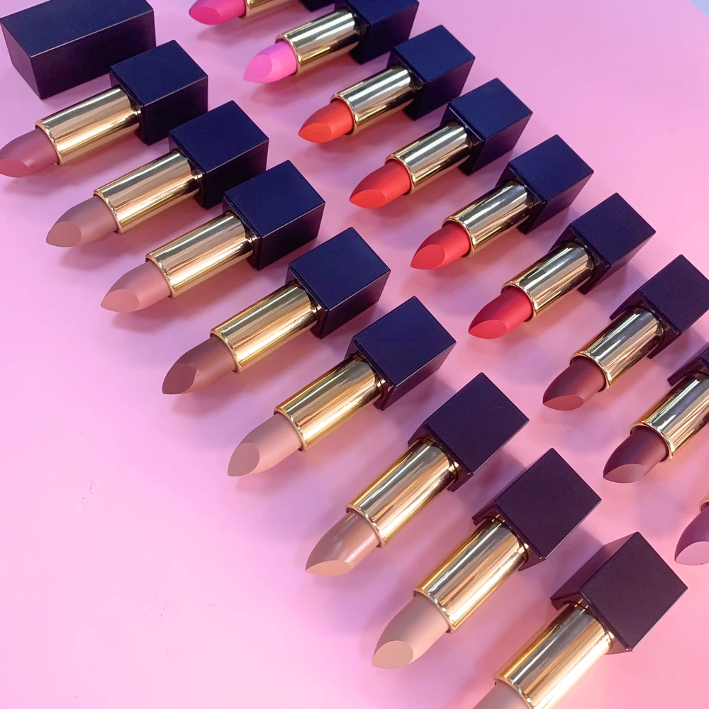 Makefay Cosmetics wholesale no logo high-end pigmented private label pearl container red matte velvet lipstick