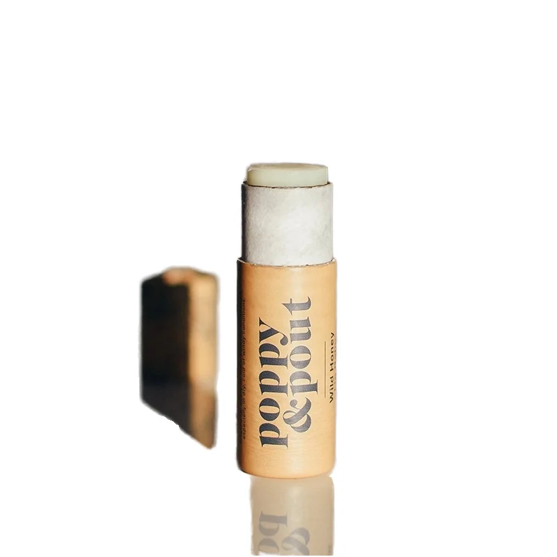 Custom Biodegradable White Kraft Cardboard Lip Balm Packaging Recycled Push Paper Tube with Stamping for Cosmetic Use