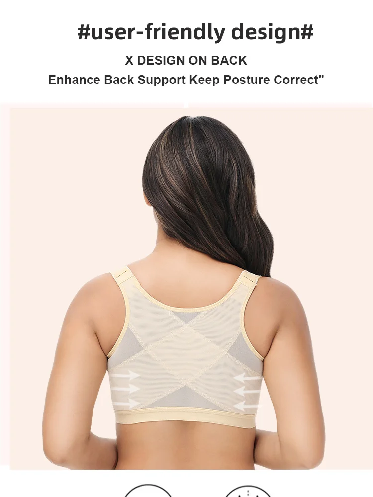 Wholesale Plus Size Front Closure Bra Post Surgery Compression Support Bra Back Support posture shapewear Bra