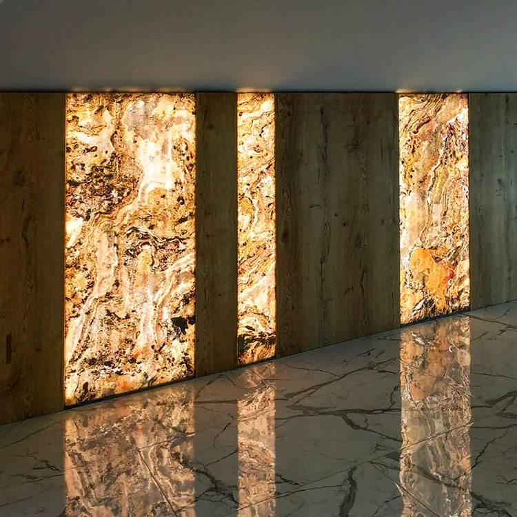 Super Thin Flexible Backlit Tiles Stone Veneer Wall Luxury Stone Flexible Natural Translucent Stone Slate