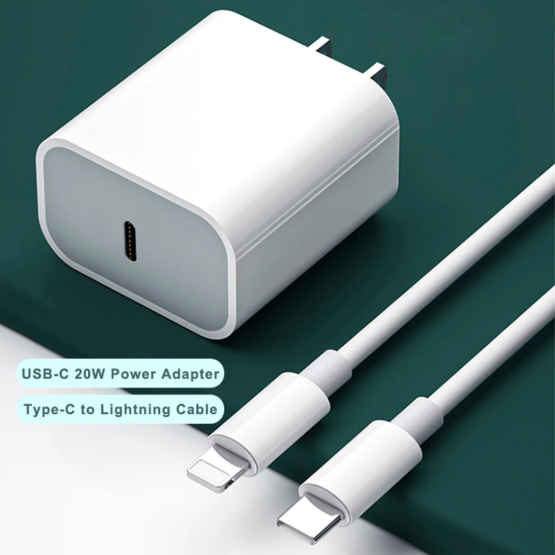  Оригинальный 20 Вт Быстродействующее зарядное устройство PD Type-C USB-C адаптер Быстрый зарядный кабель для передачи данных iphone