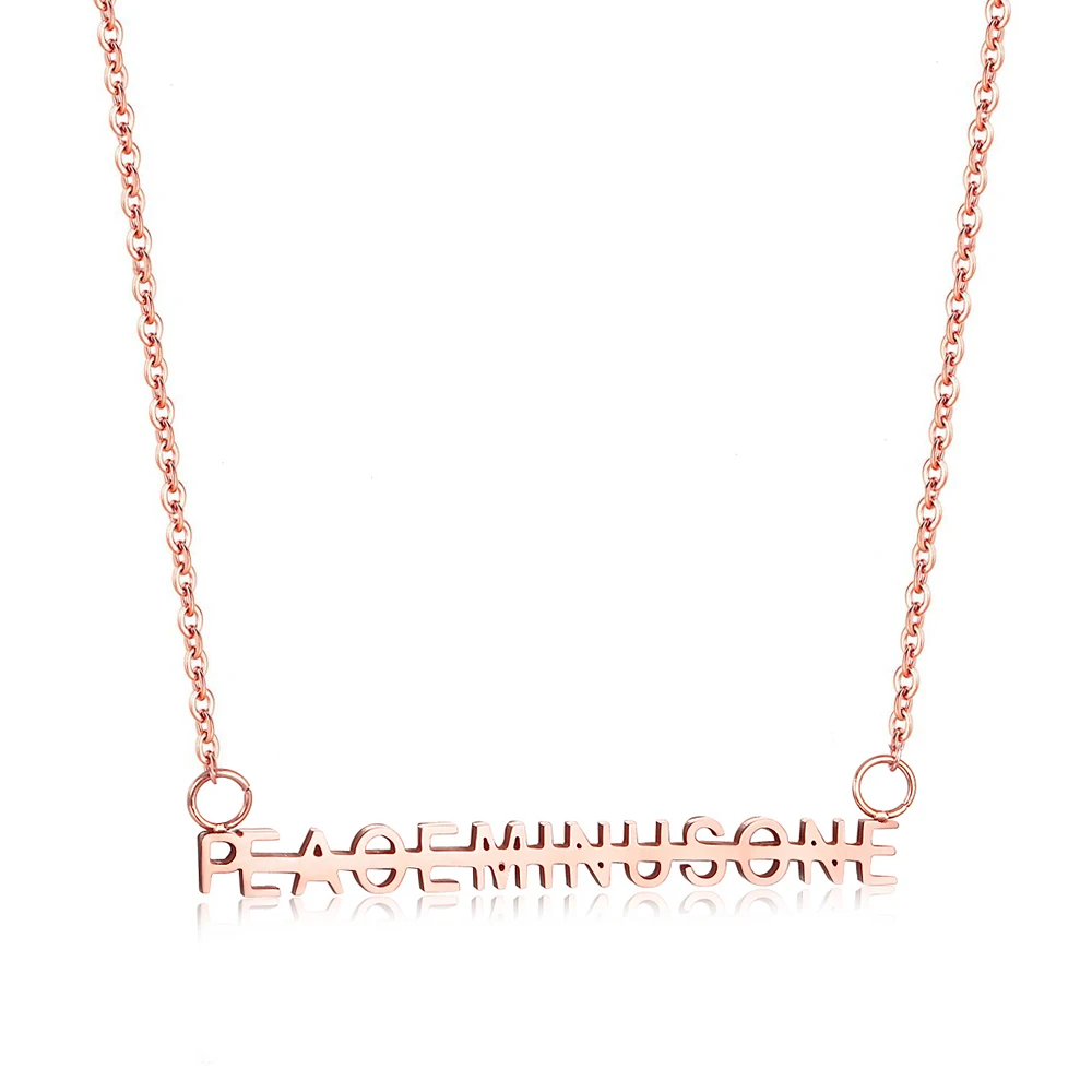 Stainless steel rose gold letter Chinese and English simple temperament necklace women
