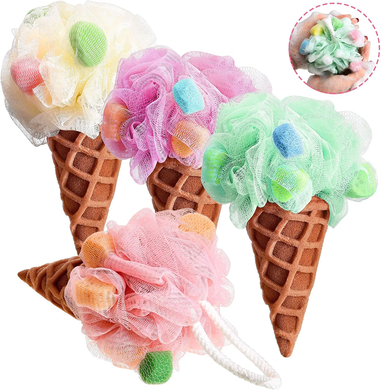 Cute Christmas Ice Cream Children Bath Set Sponge Body Scrub Loofah Suitable for Children