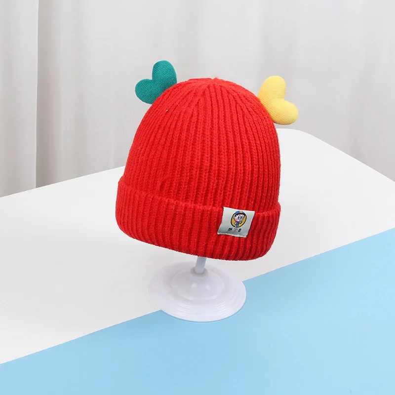 Two color animal ears Knitting  Pattern Soft Warm Cute children kids animal ear hat winter warm hats
