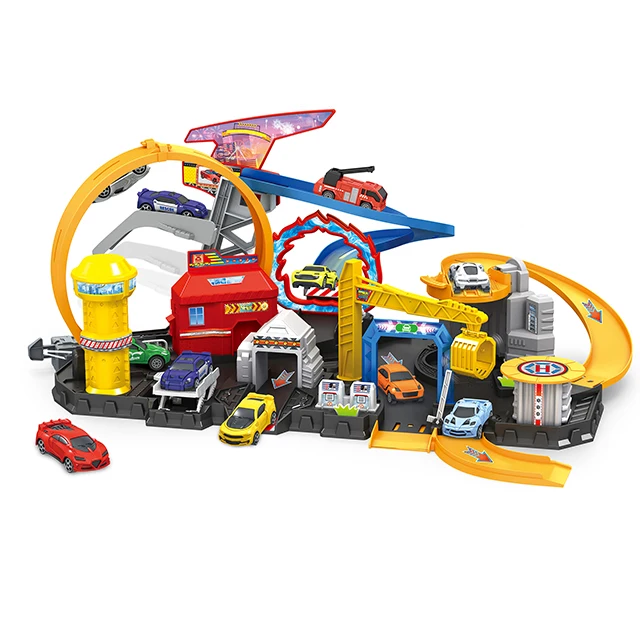 Parent-child Interactive DIY Assembly Urban Rail Parking Lot Garage Set Indoor Game Slot Car Track Toy