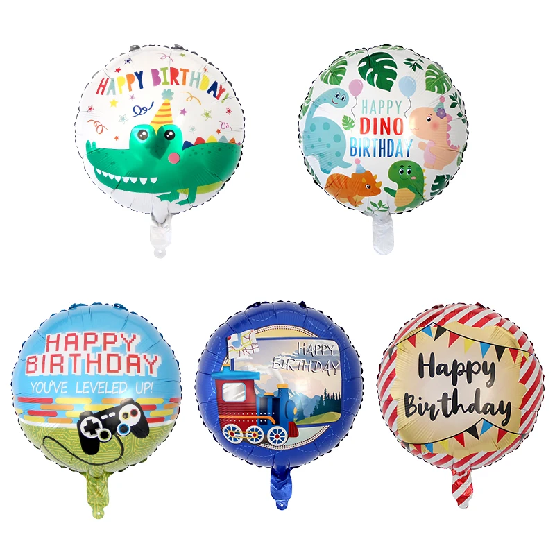 Factory custom accept OEM 18inch round shape happy birthday helium foil balloons globos feliz cumpleanos for party decoration