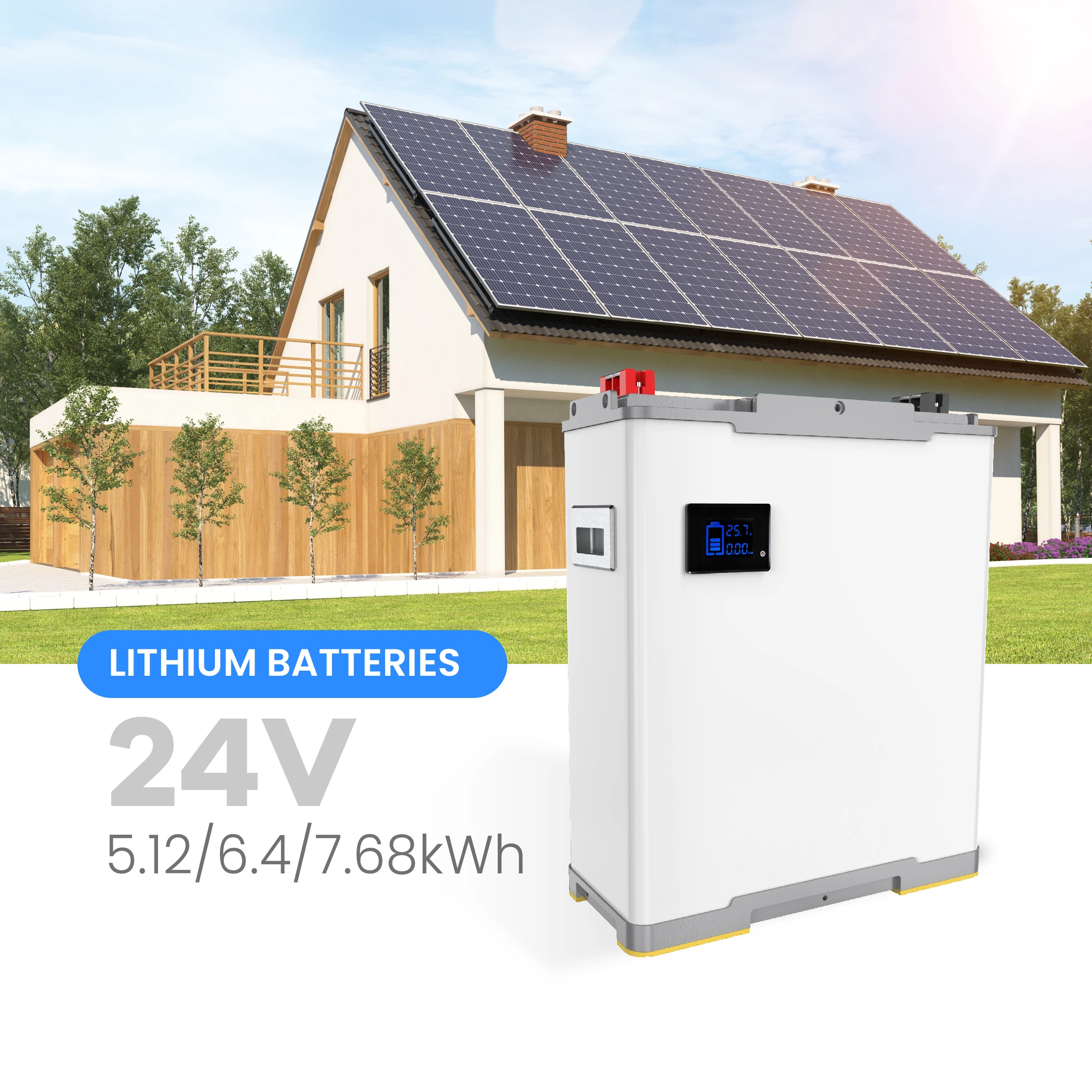 Blue Carbon 5 Years Warranty 25.6V 5kWh 6kWh 7kWh Energy Storage Battery 24V 200Ah 250Ah 300Ah Solar Lithium Battery