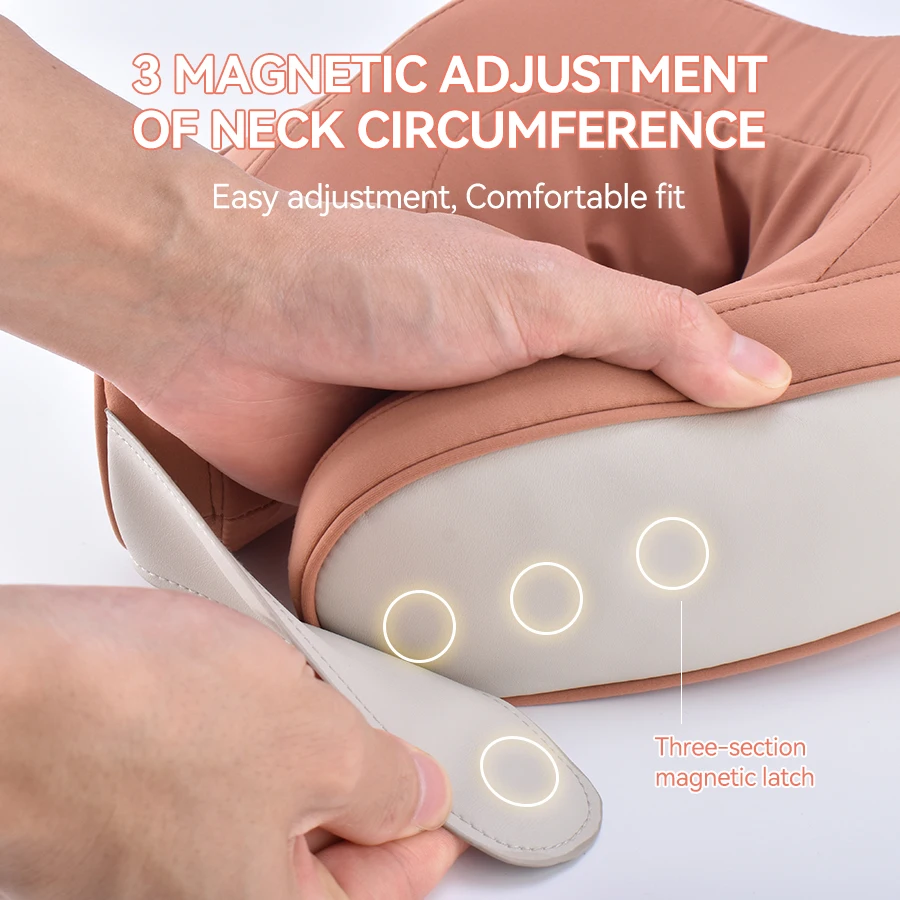 Portable wireless heat electronic vibration rechargeable 3d kneading neck massage machine