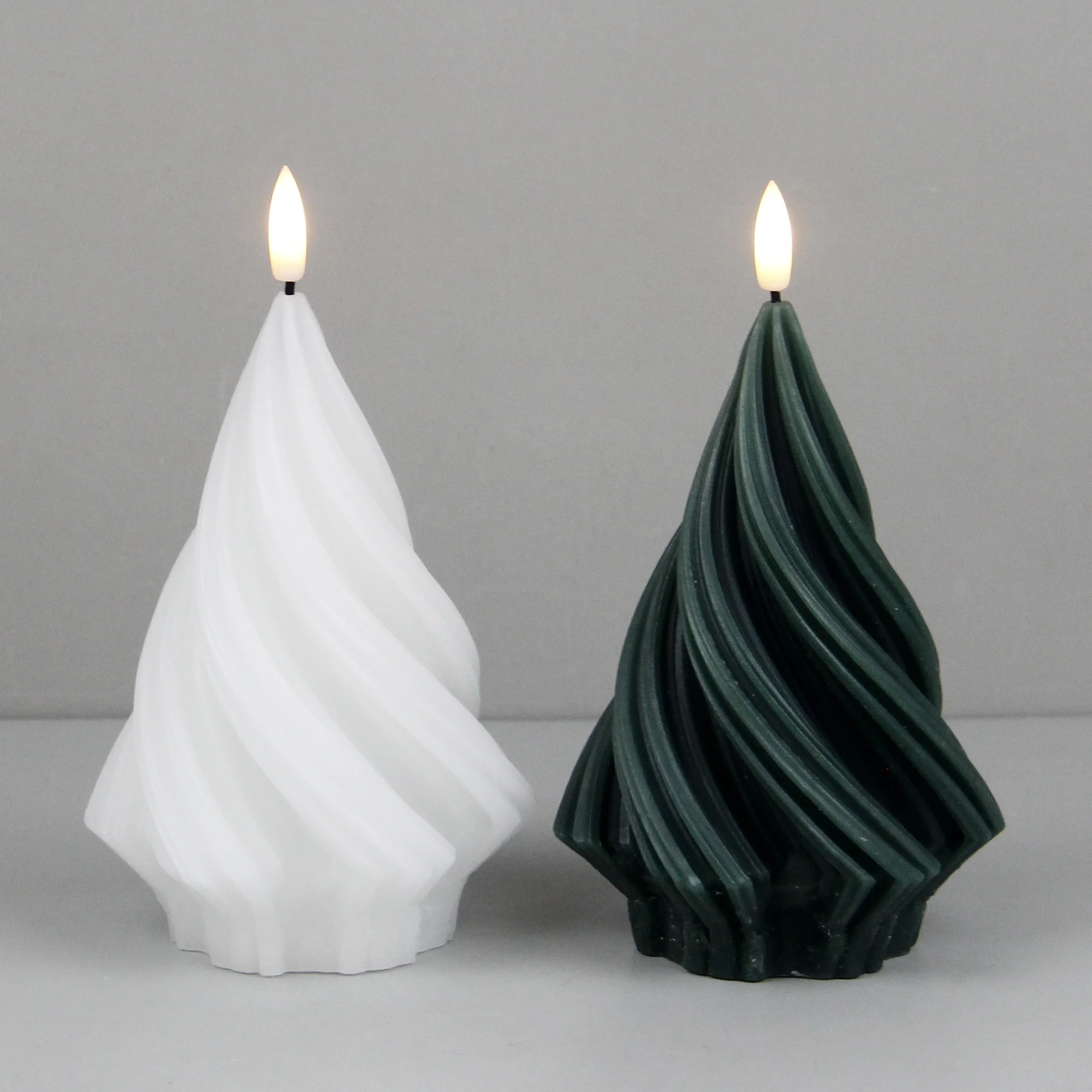 Christmas Tree LED Wax Spiral Electric Flameless Candle With 3d Real Flame