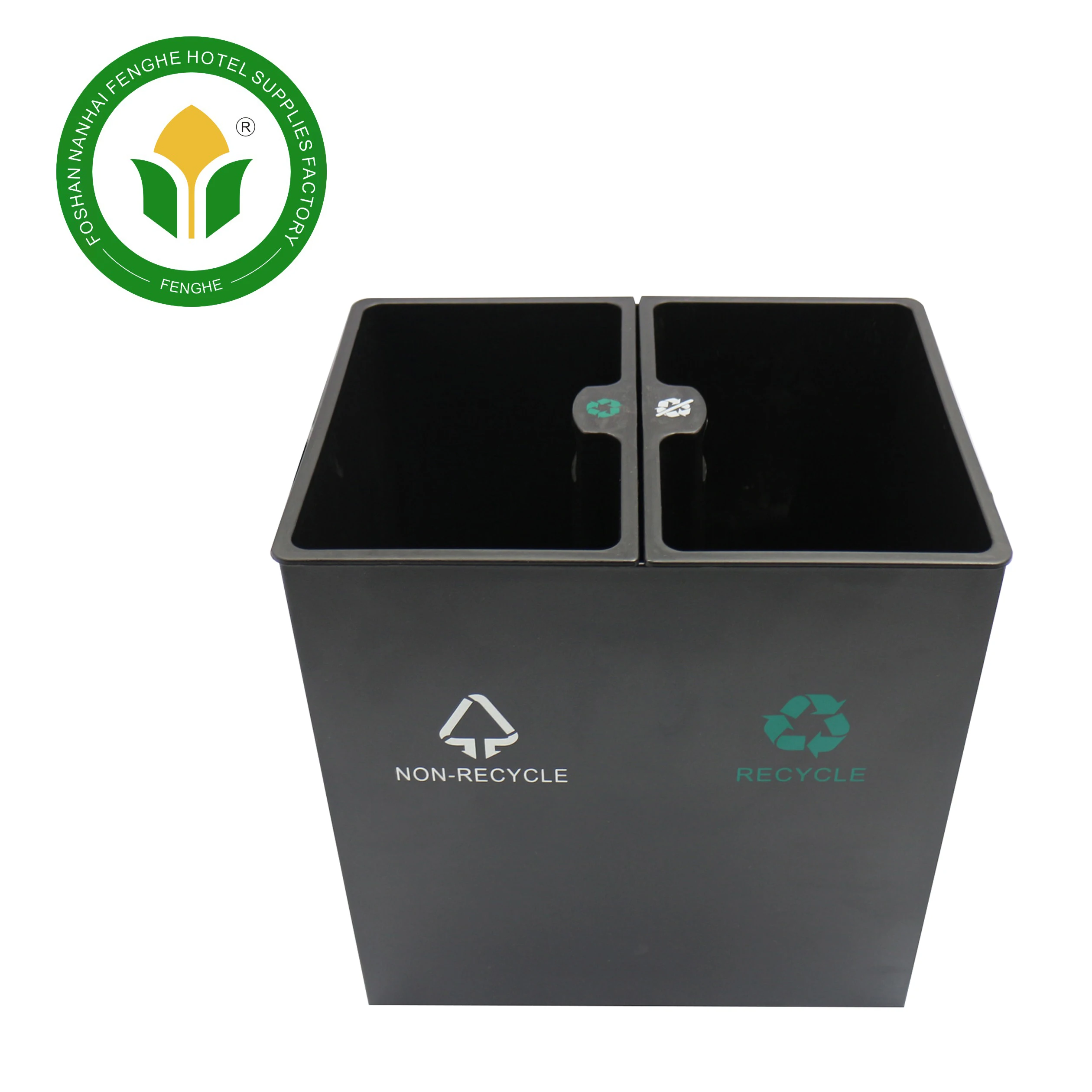 Hotel room double layers 2 compartment metal classified waste bin waste basket trash can