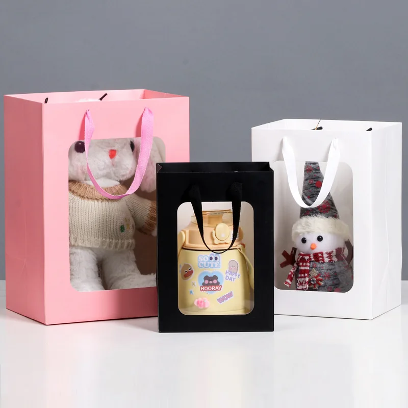 Hot Sell Portable Rope Handle Transparent Clear Pvc Window Shopping Gift Bouquet Flower Paper Bags