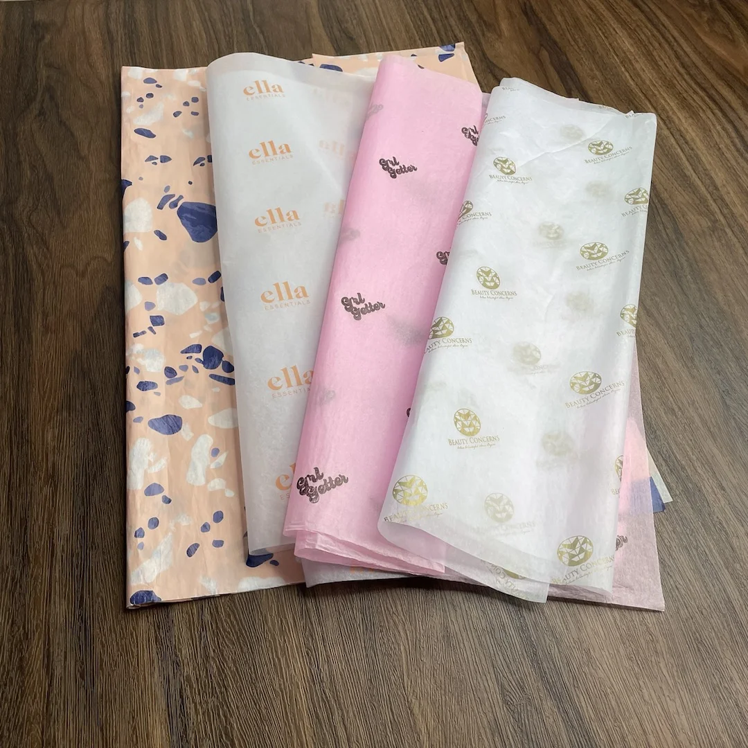 Eco friendly custom logo printed warp gift paper printed wrapping tissue paper for clothing packing print gold